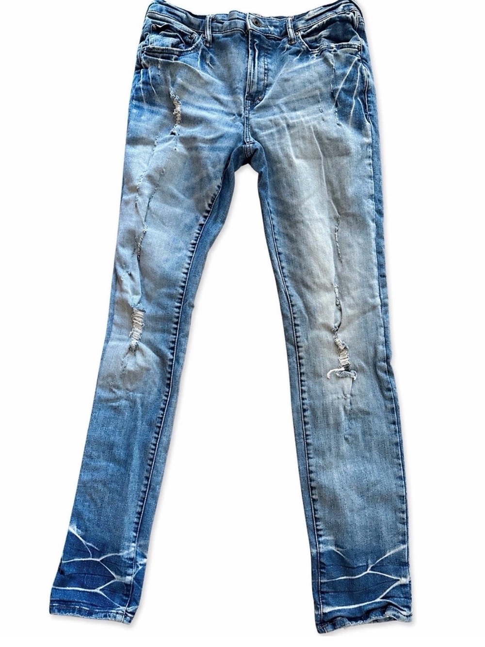 PRPS Men's Light Blue Distressed Skinny Jeans